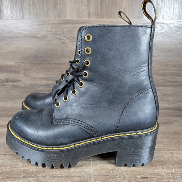 Dr. Martens Shriver Hi Gum Lug Platform Wyoming Black Leather Lace Up Sz 6 / 37 - Picture 2 of 14